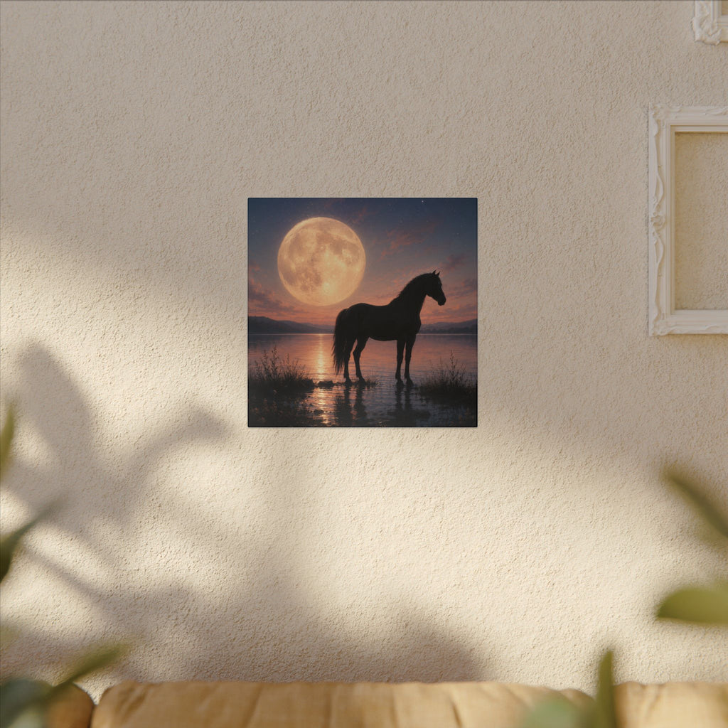 Horse Silhouette Moonlight Canvas