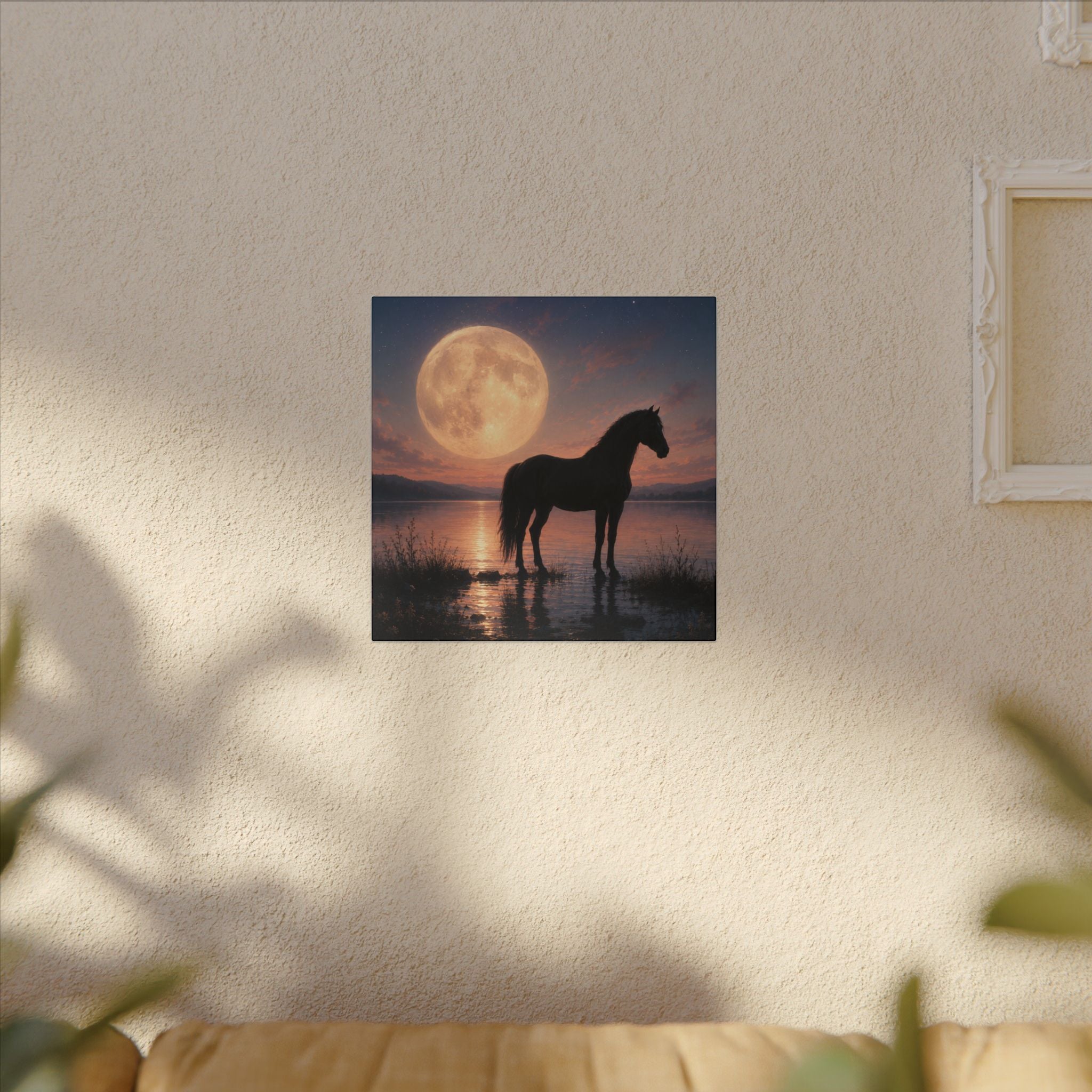 Horse Silhouette Moonlight Canvas