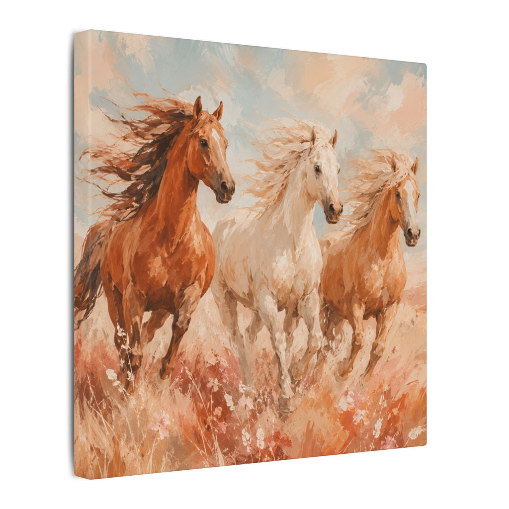 Galloping Trio Horse Canvas — Matte Stretched Wall Art