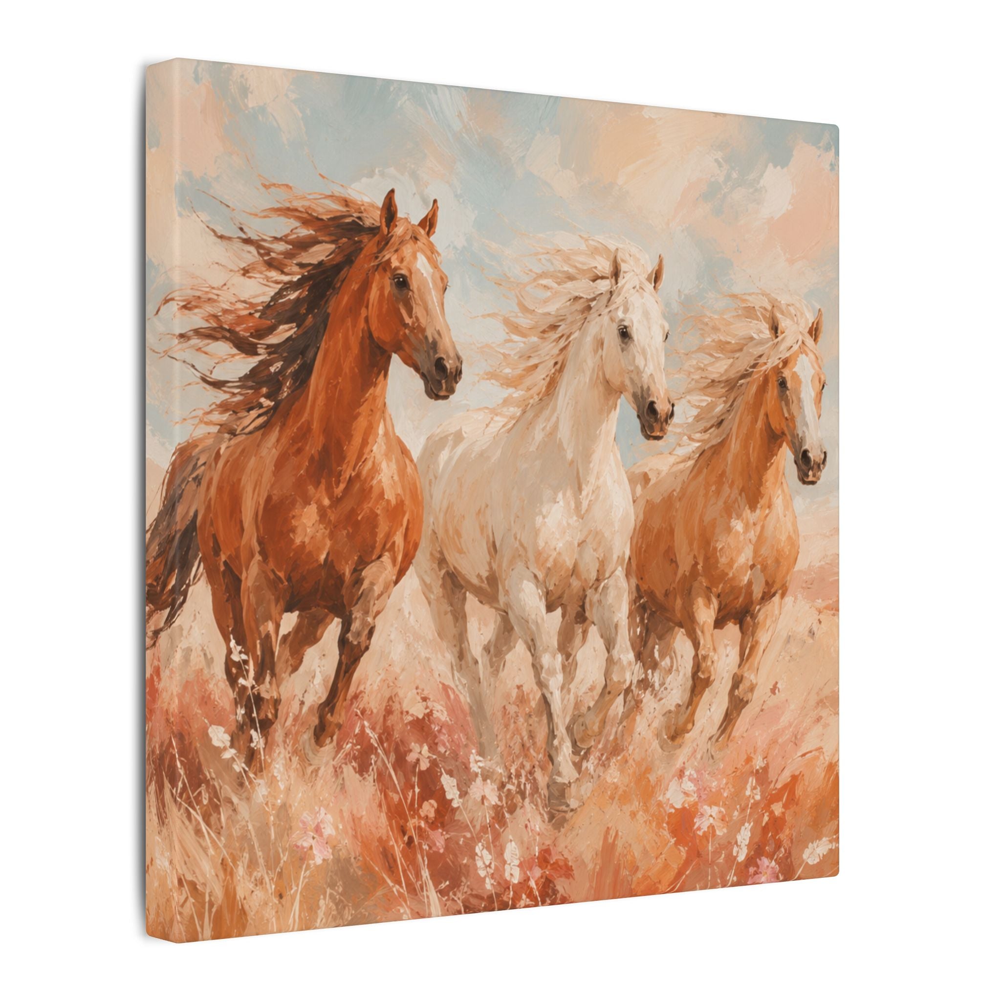 Galloping Trio Horse Canvas — Matte Stretched Wall Art