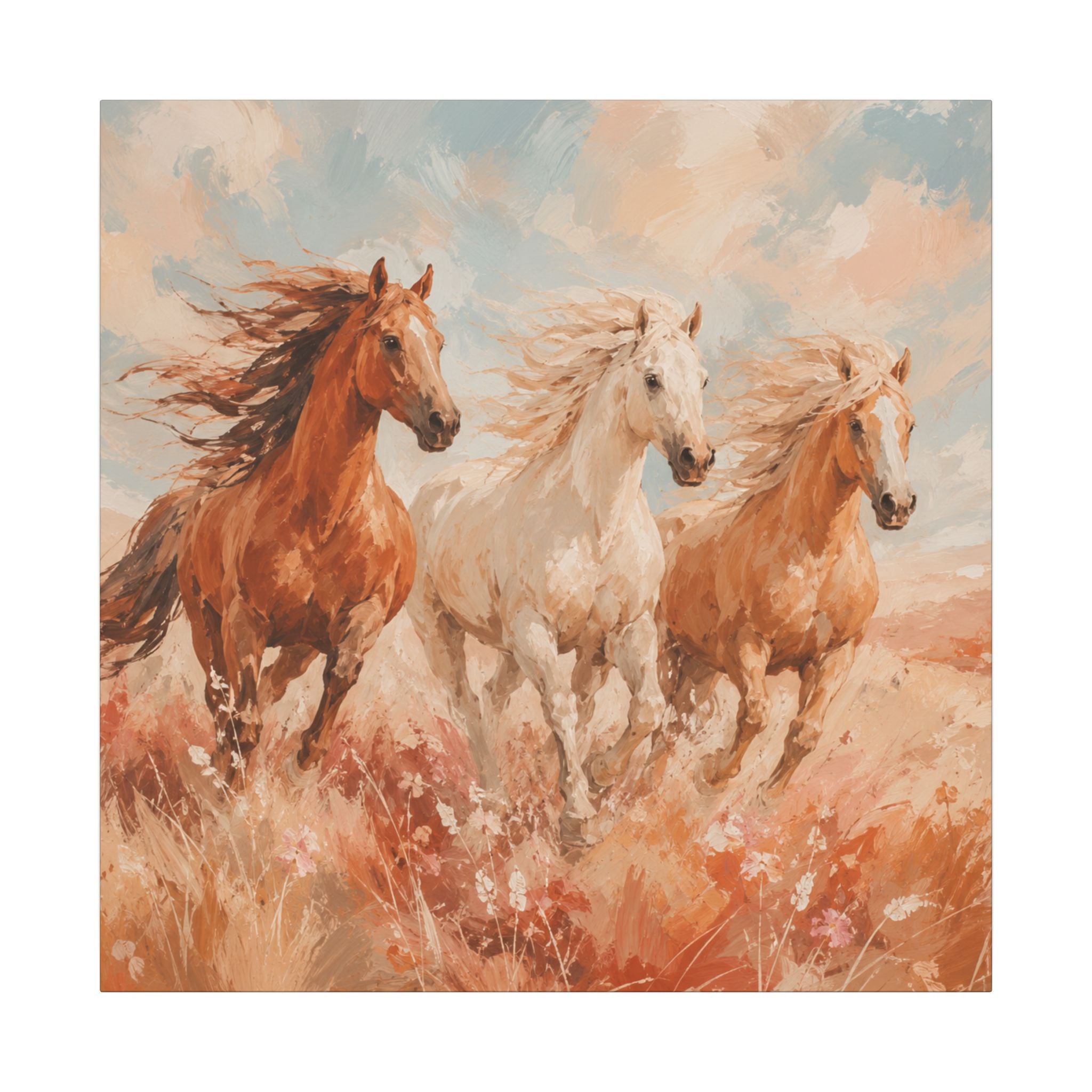 Galloping Trio Horse Canvas — Matte Stretched Wall Art