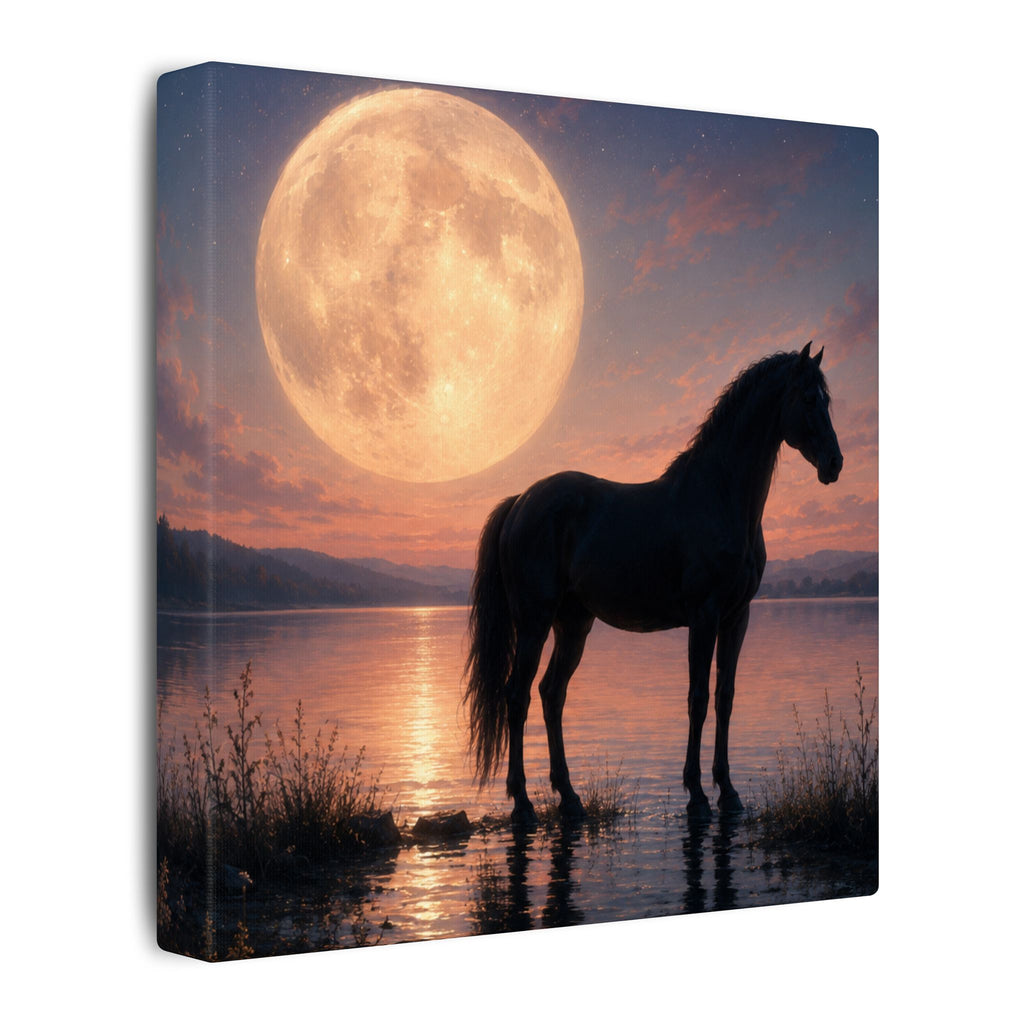 Horse Silhouette Moonlight Canvas