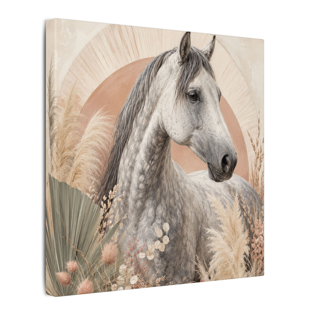 Horse Canvas Wall Art — Boho Gray Horse Matte Stretched Canvas