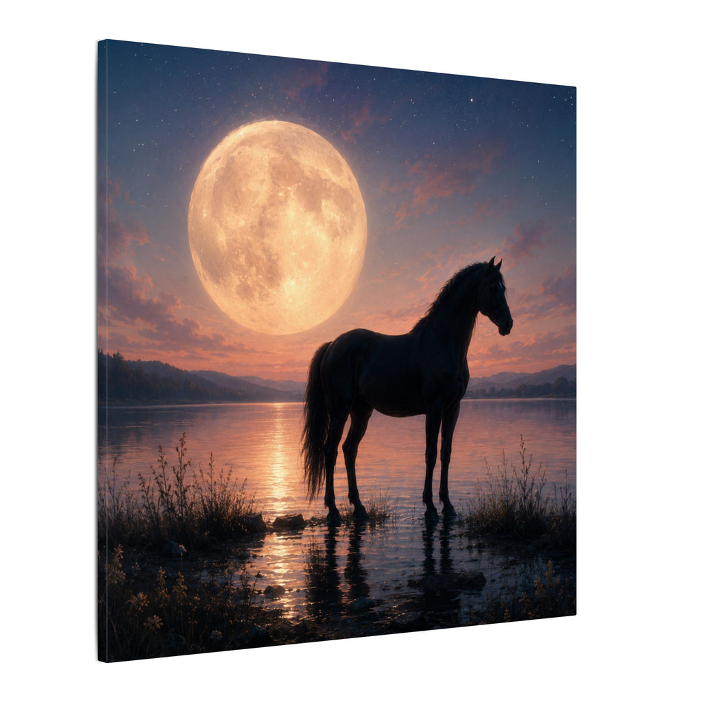 Horse Silhouette Moonlight Canvas