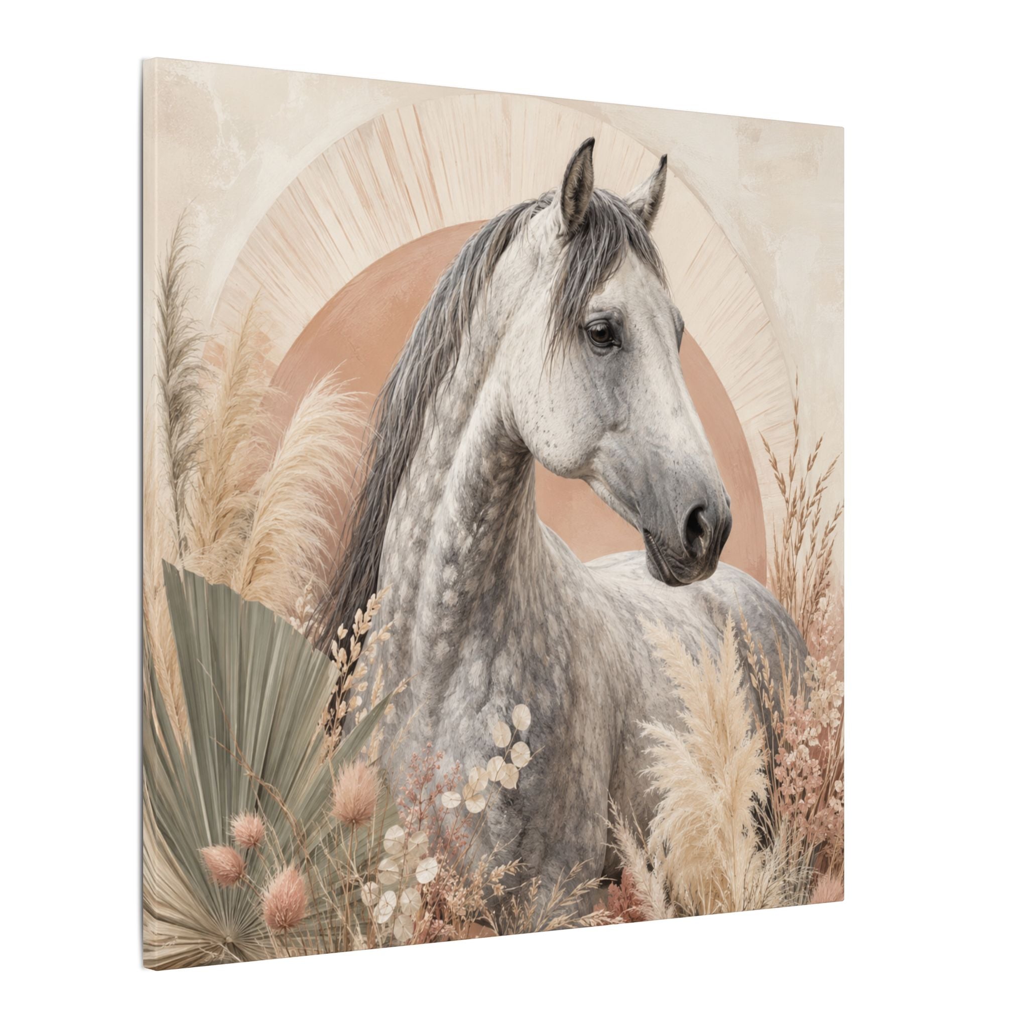 Horse Canvas Wall Art — Boho Gray Horse Matte Stretched Canvas