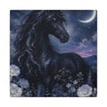 Midnight Stallion Canvas — Black Horse Moonlit Wall Art