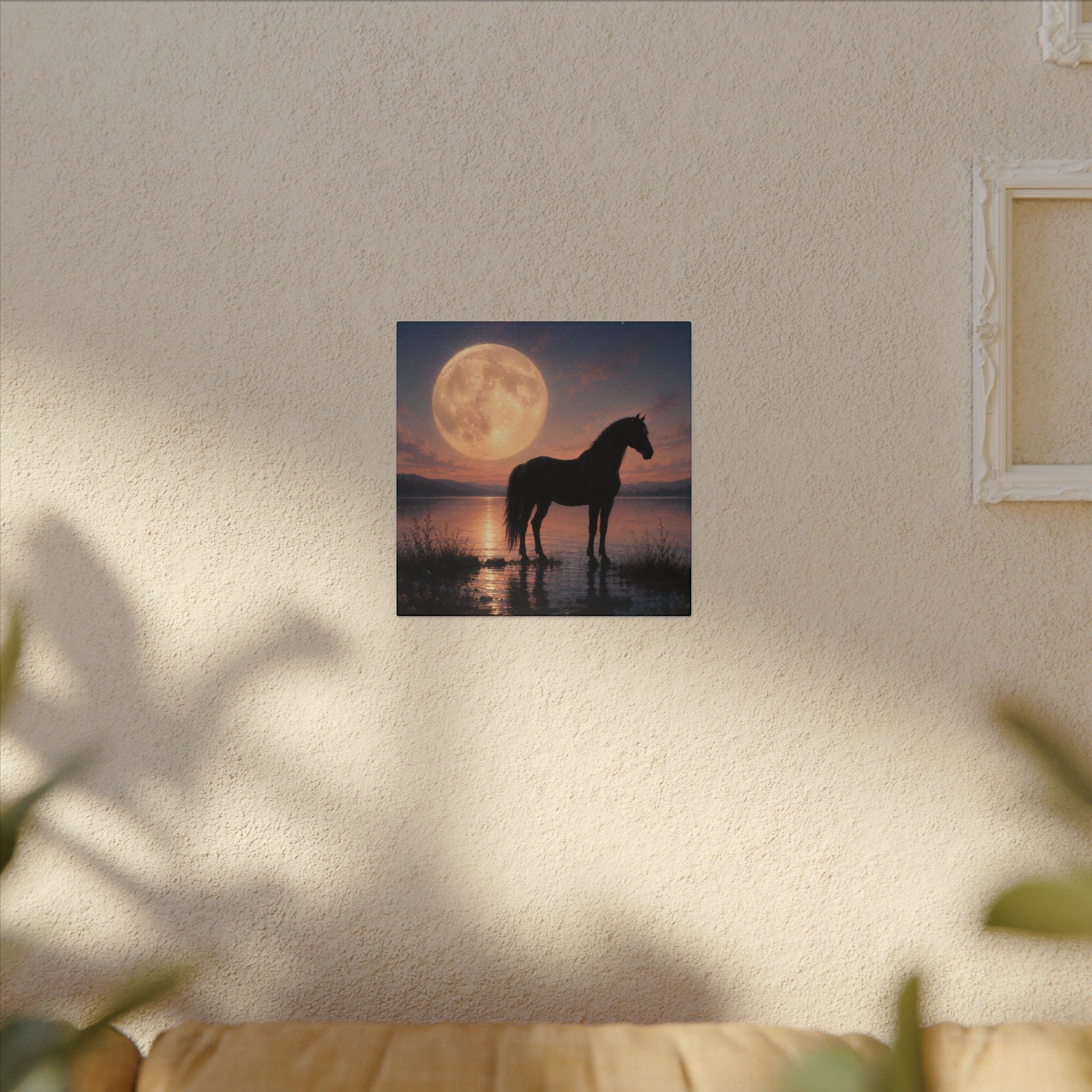 Horse Silhouette Moonlight Canvas