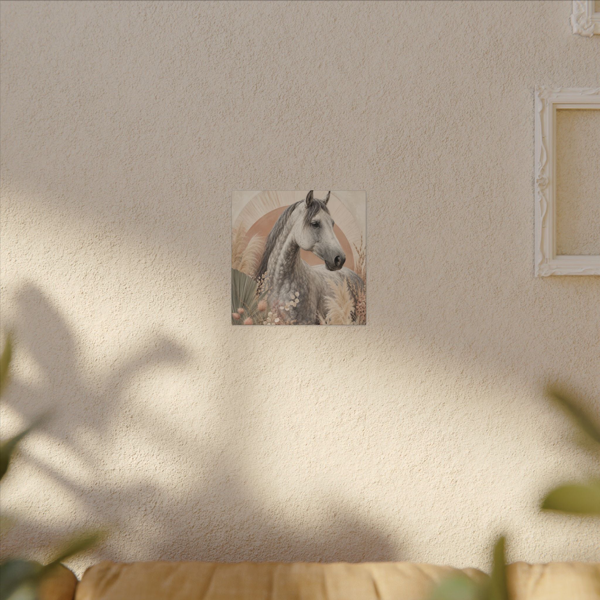 Horse Canvas Wall Art — Boho Gray Horse Matte Stretched Canvas
