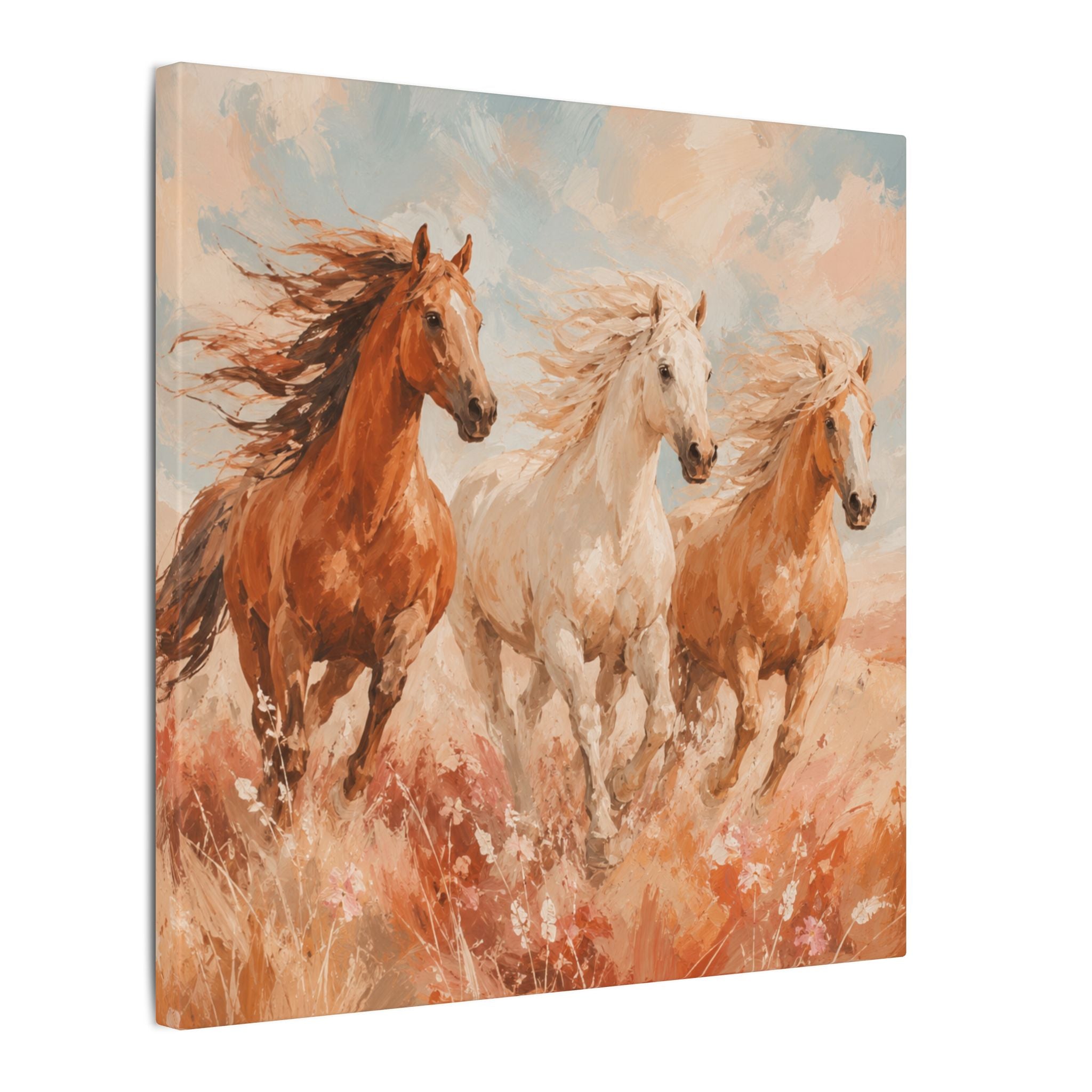 Galloping Trio Horse Canvas — Matte Stretched Wall Art