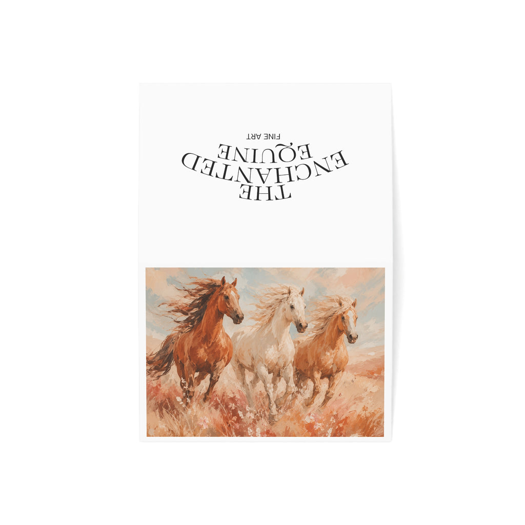 Horse Art Greeting Cards — Wild Mare Trio Fine Art Note Cards (Pack of 1/10/30/50)