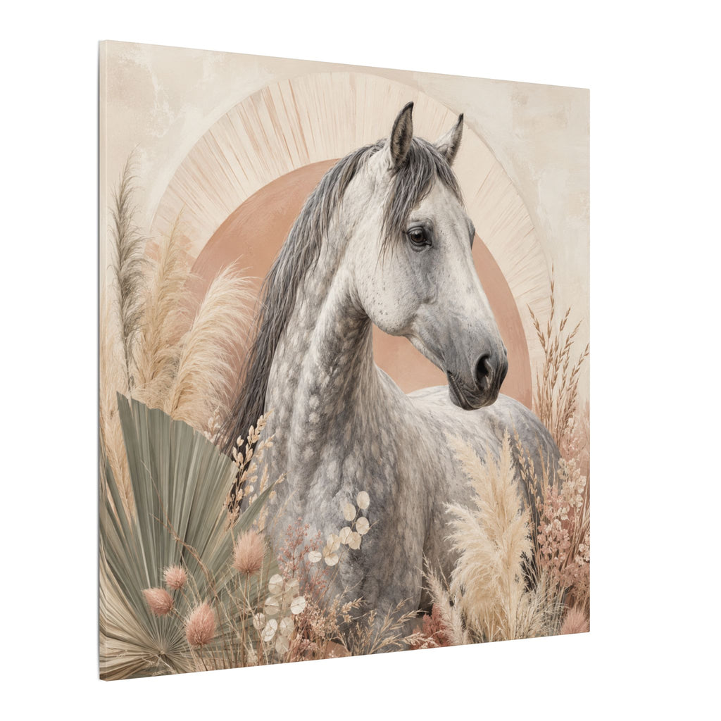 Horse Canvas Wall Art — Boho Gray Horse Matte Stretched Canvas