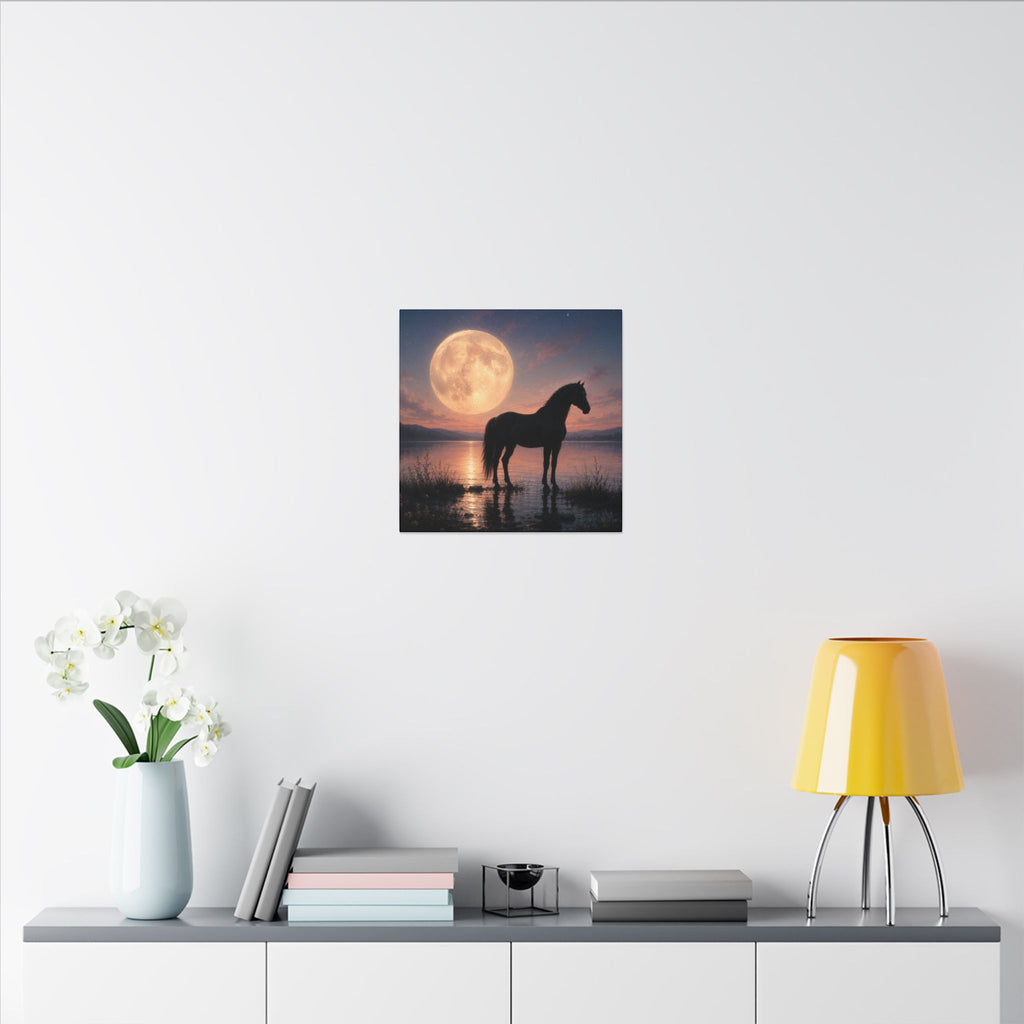 Horse Silhouette Moonlight Canvas