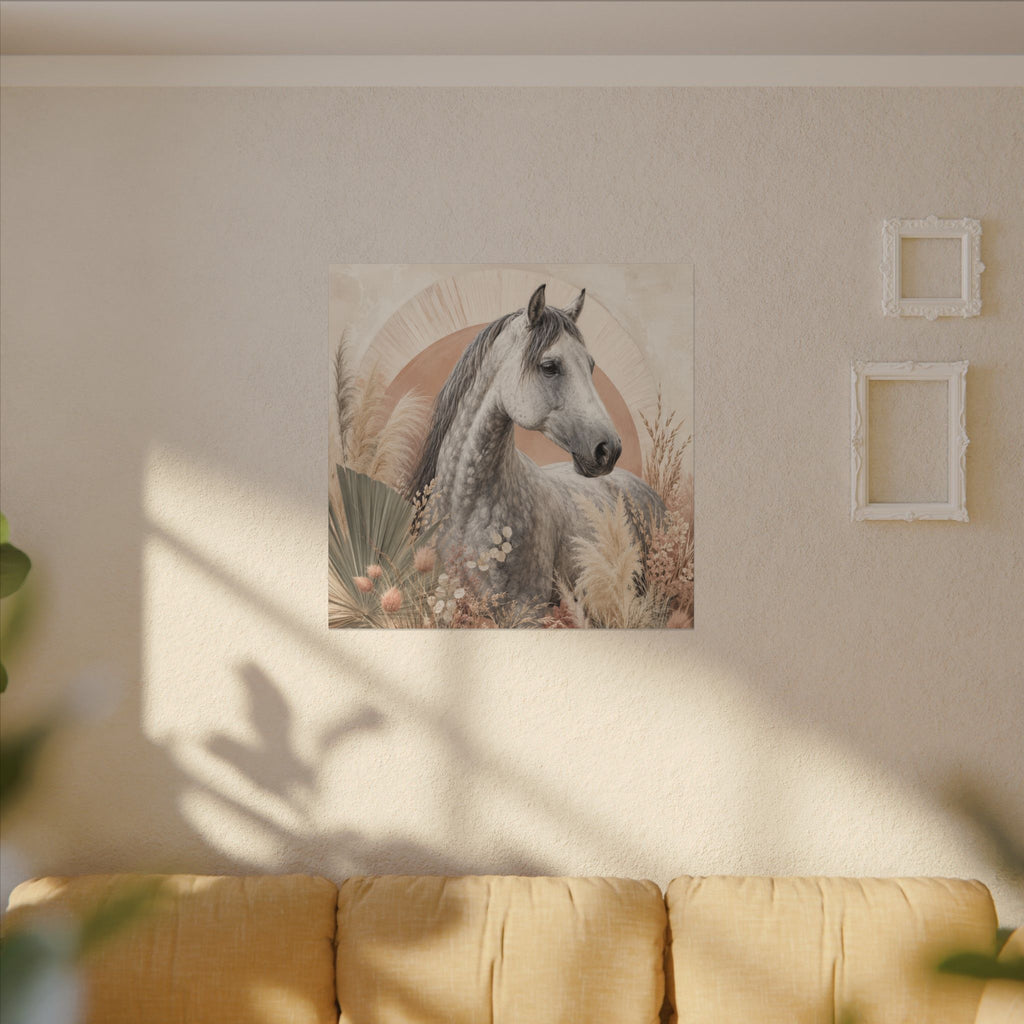 Horse Canvas Wall Art — Boho Gray Horse Matte Stretched Canvas