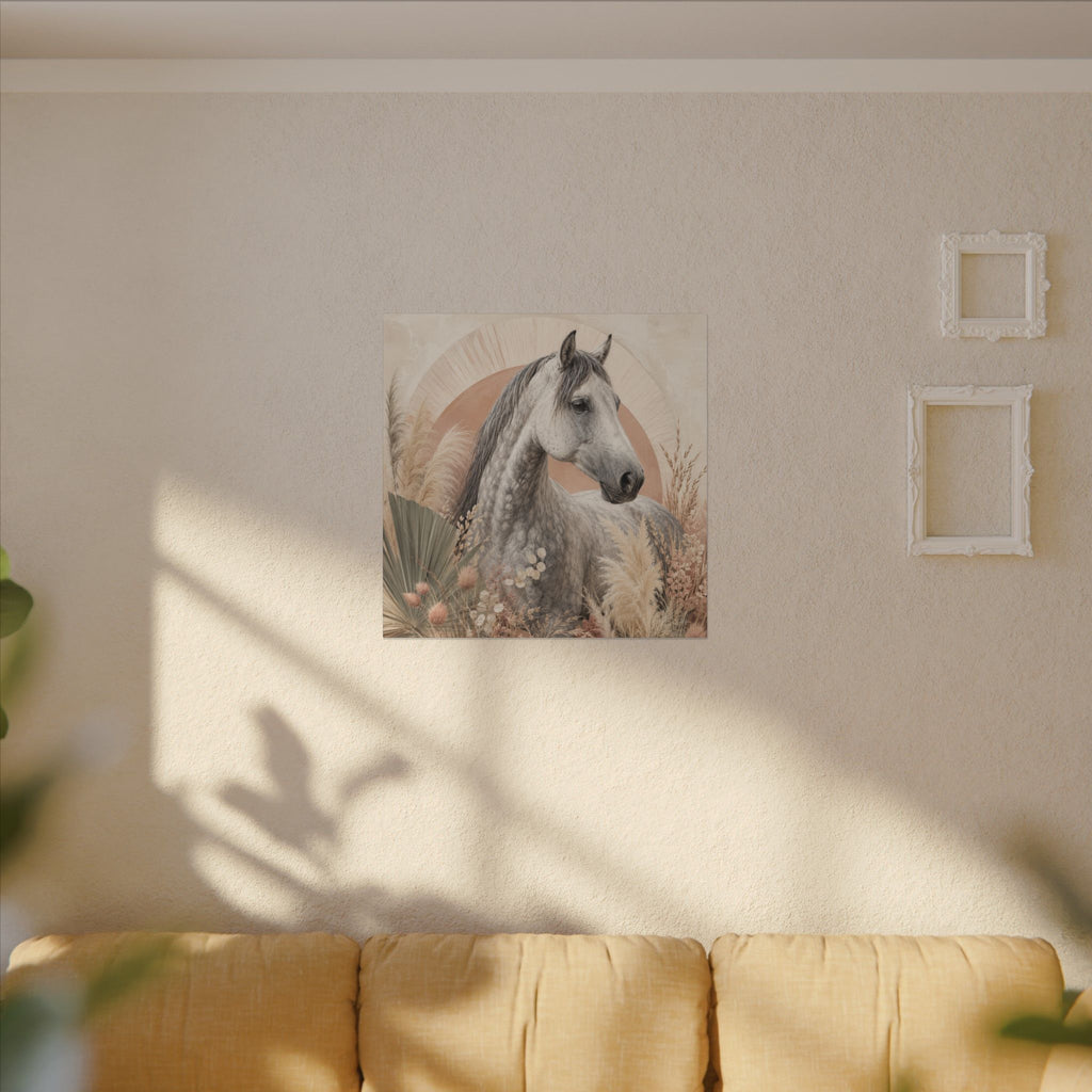 Horse Canvas Wall Art — Boho Gray Horse Matte Stretched Canvas
