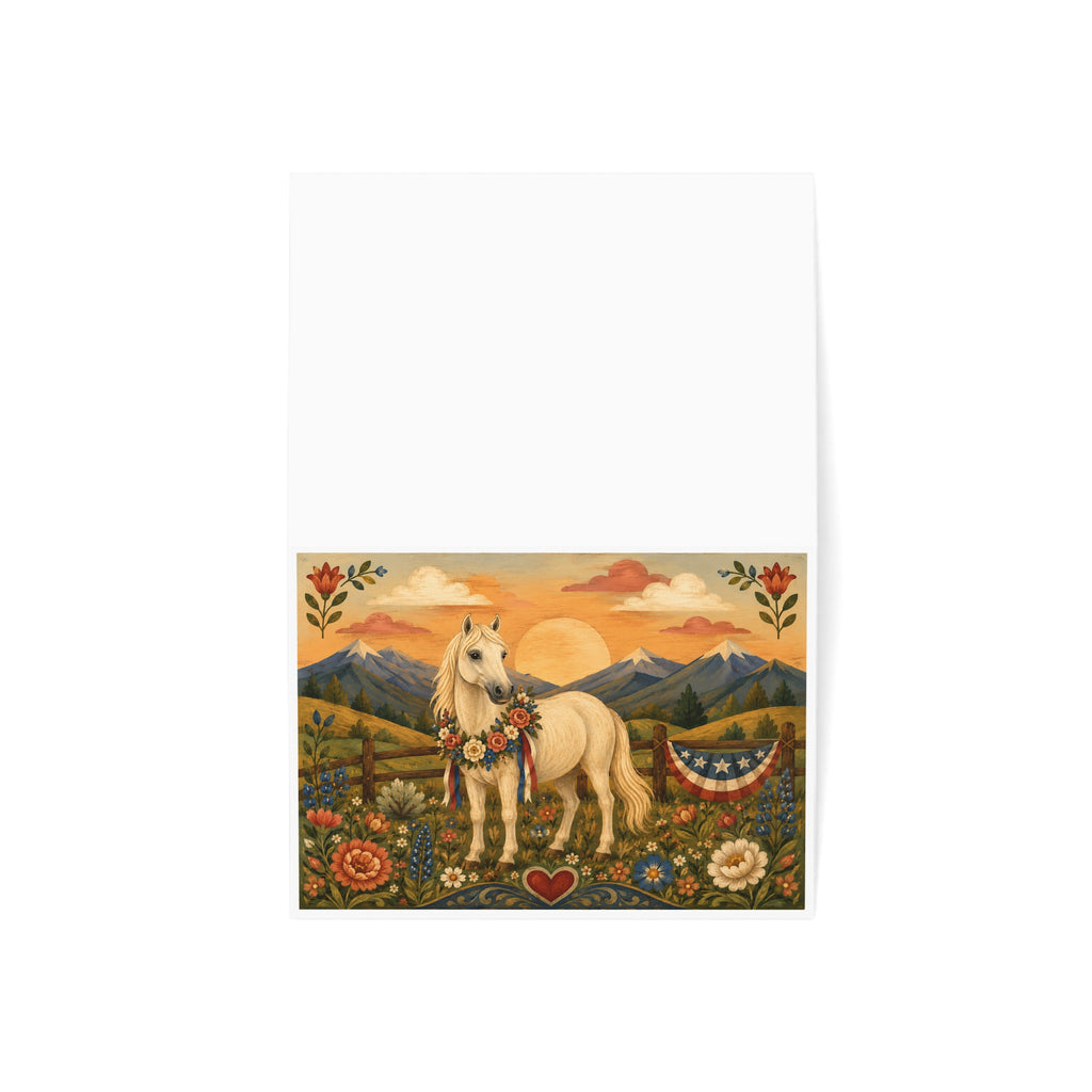 Greeting Cards — Vintage Floral Horse Illustration (Set of 1, 10, 30, 50)