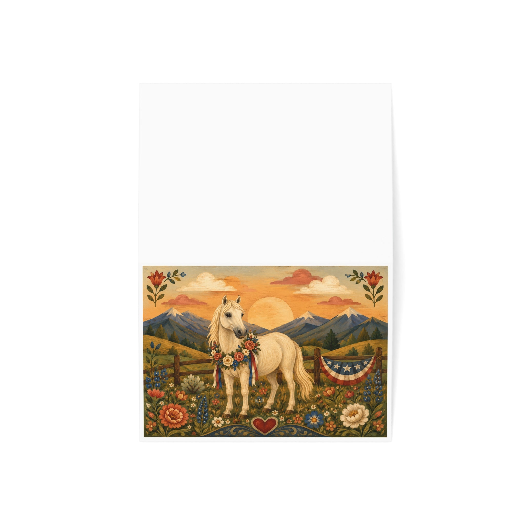 Greeting Cards — Vintage Floral Horse Illustration (Set of 1, 10, 30, 50)