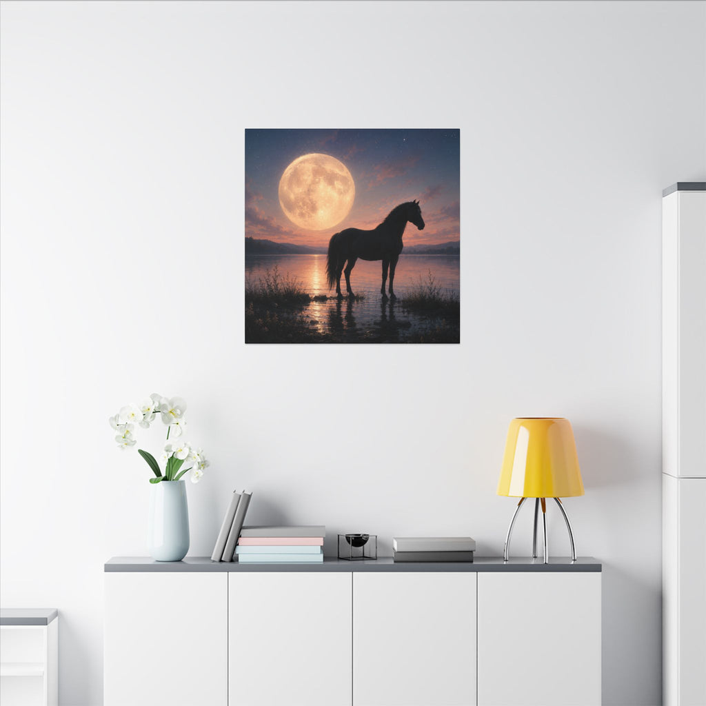 Horse Silhouette Moonlight Canvas