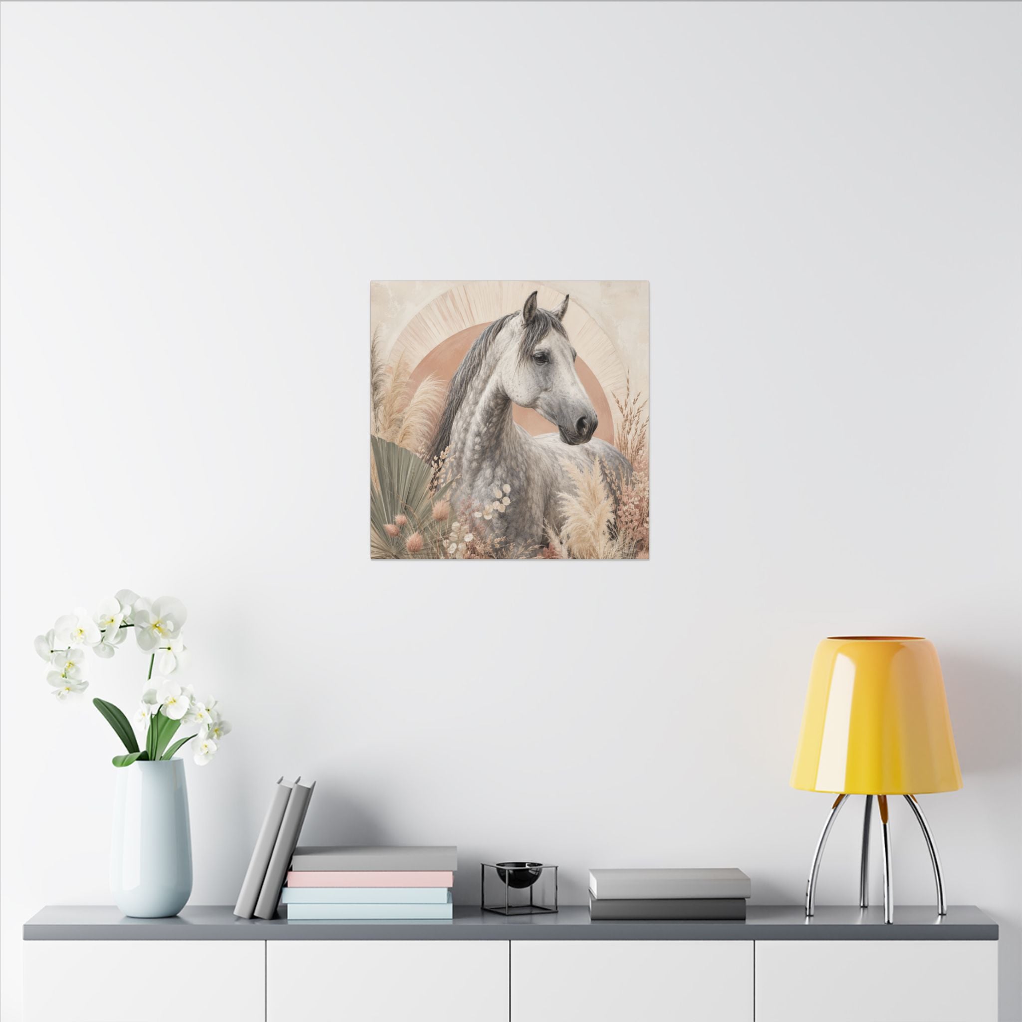 Horse Canvas Wall Art — Boho Gray Horse Matte Stretched Canvas