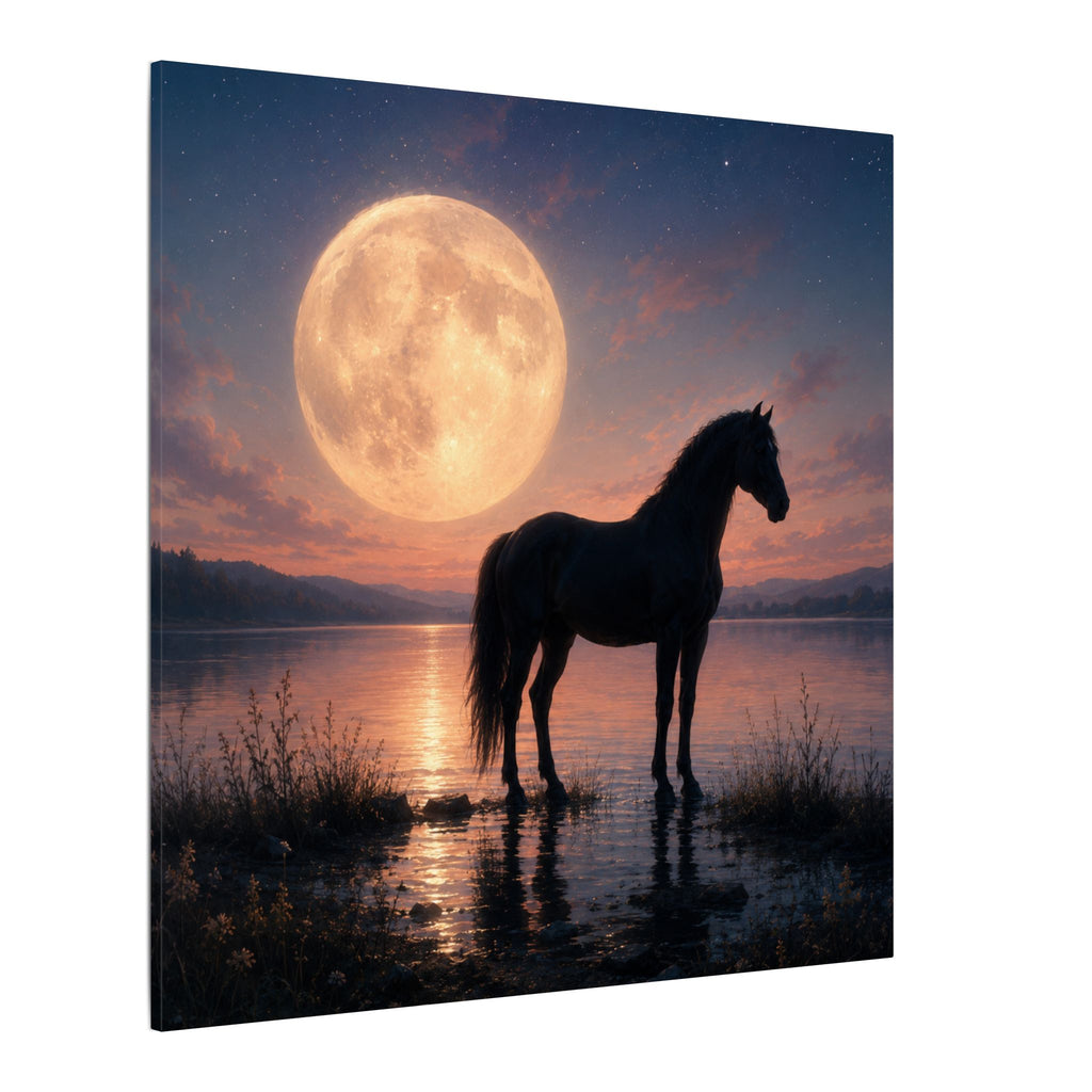 Horse Silhouette Moonlight Canvas