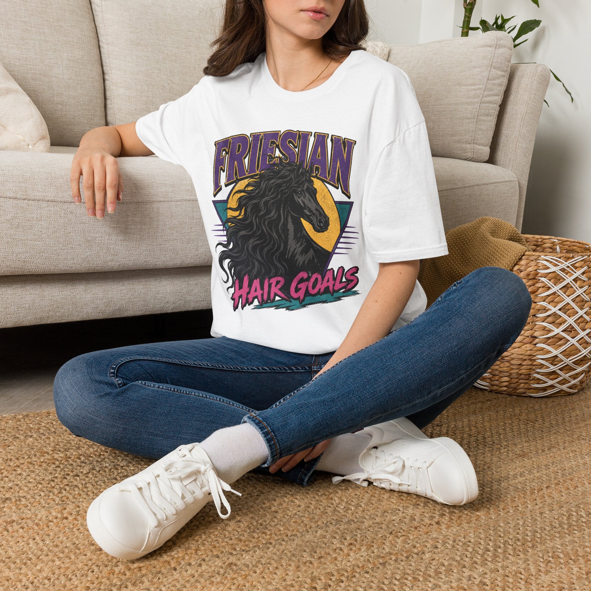 Friesian Hair Goals T-Shirt — Vintage Black Horse Tee for Horse Lovers