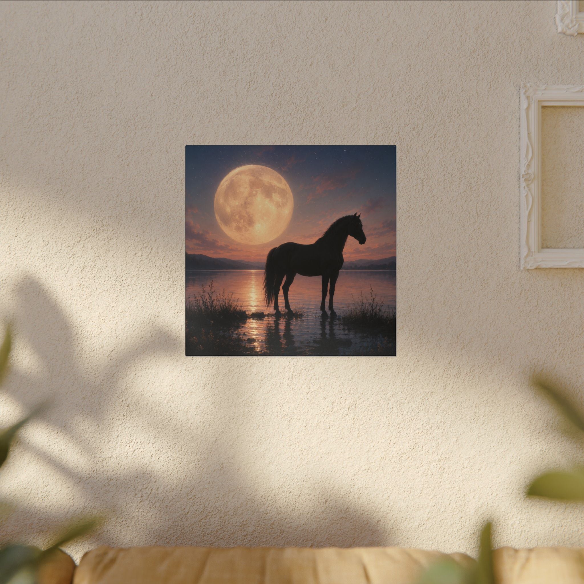 Horse Silhouette Moonlight Canvas