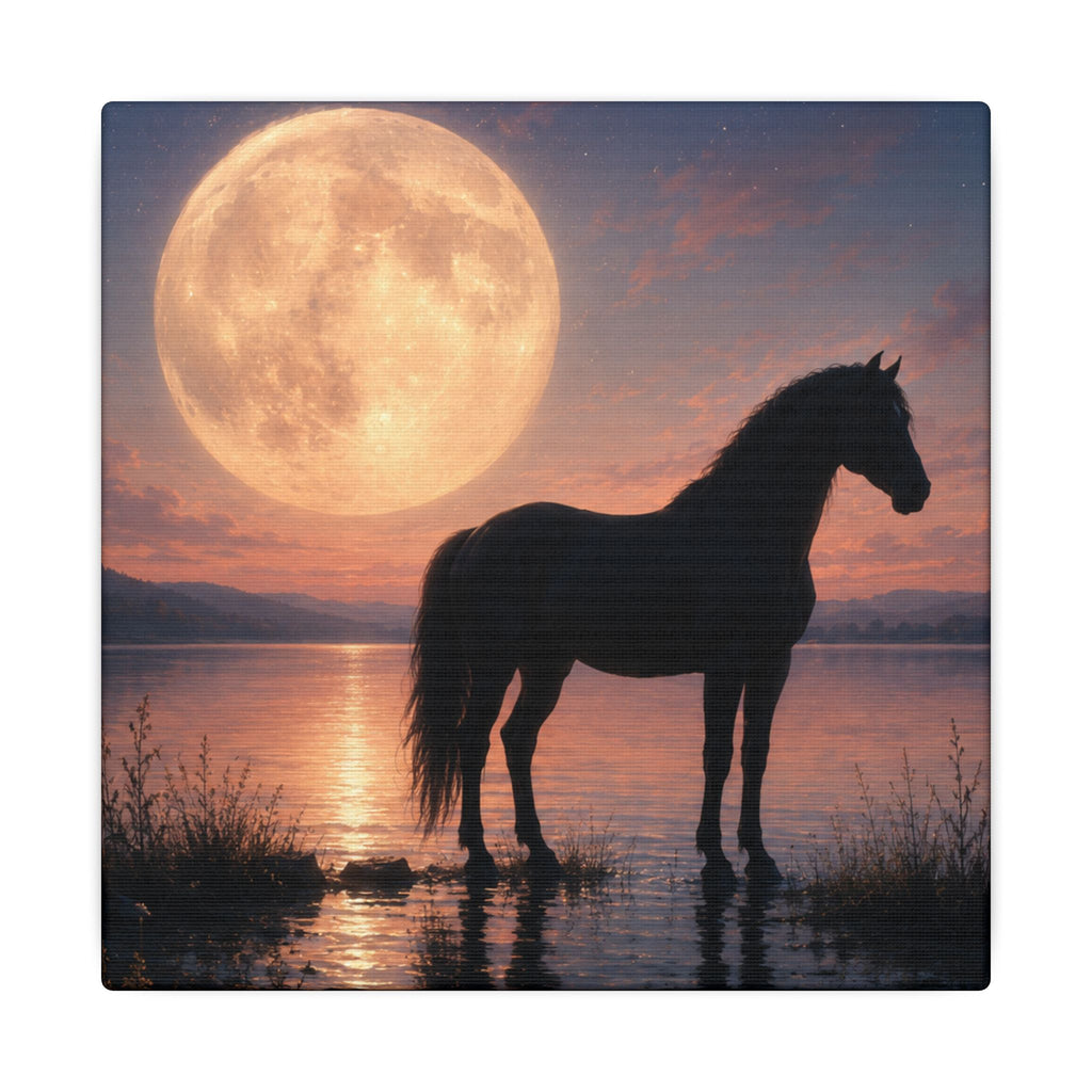 Horse Silhouette Moonlight Canvas